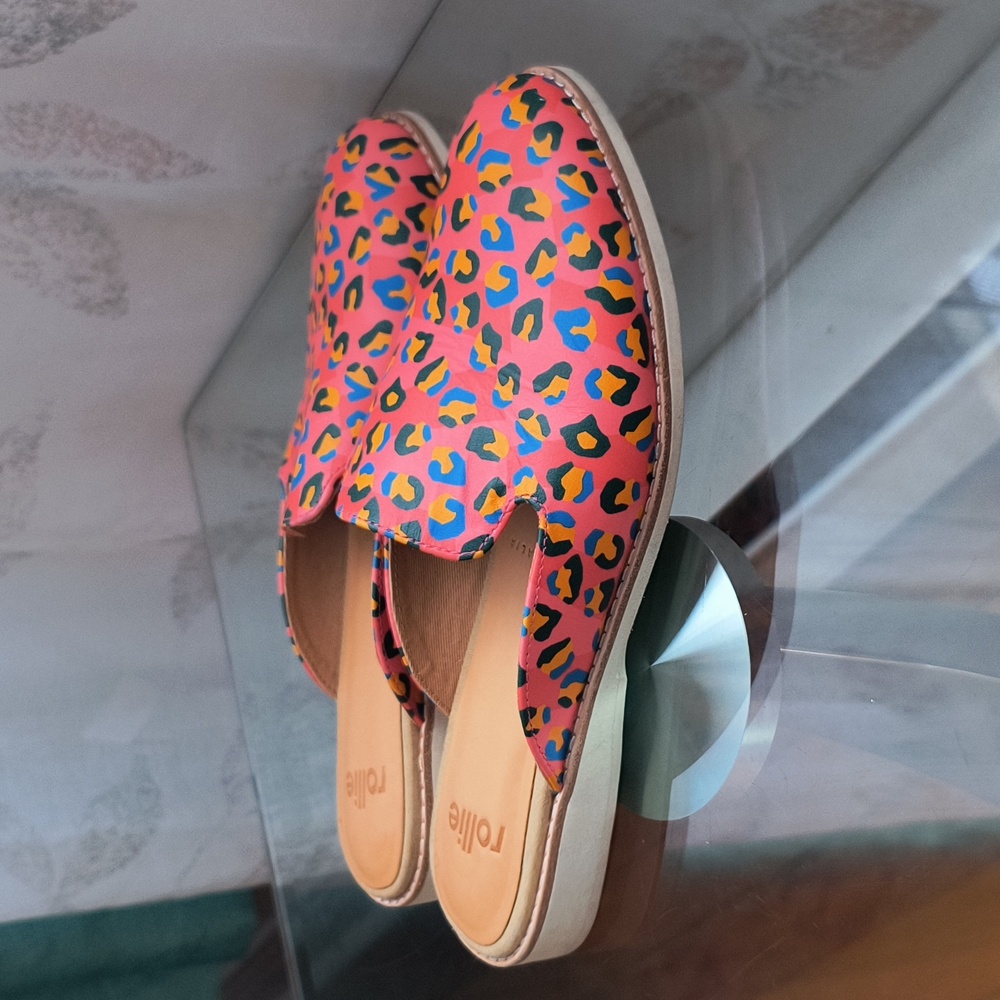 Rollie Derby Mule Fuchsia Leopard